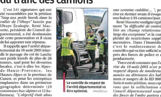 Petition : Stop aux poids lourds dans la vallée de l'Ubaye