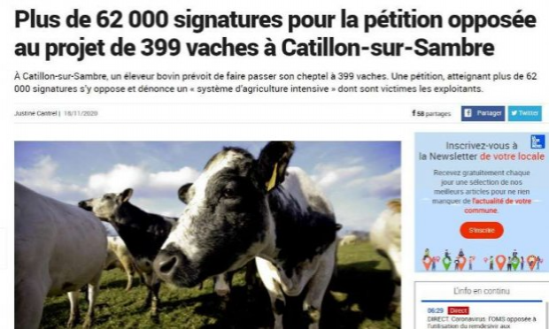 Petition : Une ferme de 400 vaches ne peut être protectrice de l'environnement !