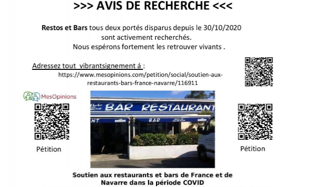 Petition : Soutien aux restaurants et bars de France et de Navarre dans la période COVID