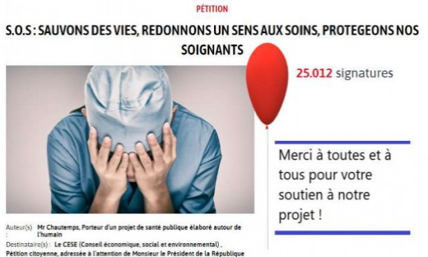 Petition : S.O.S : SAUVONS DES VIES, REDONNONS UN SENS AUX SOINS, PROTEGEONS NOS SOIGNANTS
