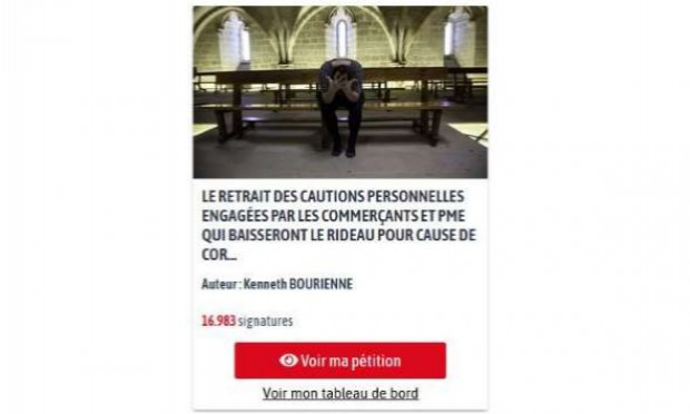 Petition : Le retrait des cautions personnelles engagées par les commerçants et PME qui baisseront le rideau pour cause de coronavirus