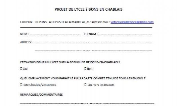 Petition : Le Lycée de Bons en Chablais OUI, mais au BON ENDROIT et AVEC les Bonsois !