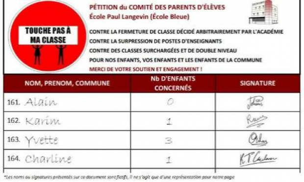 Petition : Contre la fermeture d'une classe et la perte de deux enseignants pour la rentrée de Septembre 2021