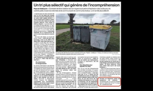 Petition : Problèmes relèvements bacs ordures et recyclables sur la CCPCP