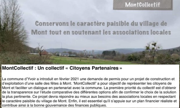 Petition : Contre une salle polyvalente démesurée pour le village de Mont et son impact environnemental
