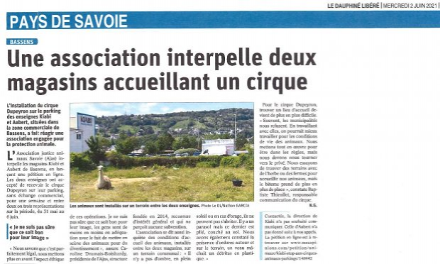 Petition : KIABI : STOP aux Cirques AVEC Animaux sur vos parkings !