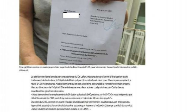 Petition : Sauvons le poste de l’Unité de l’Evaluation et de Traitement de la Douleur
