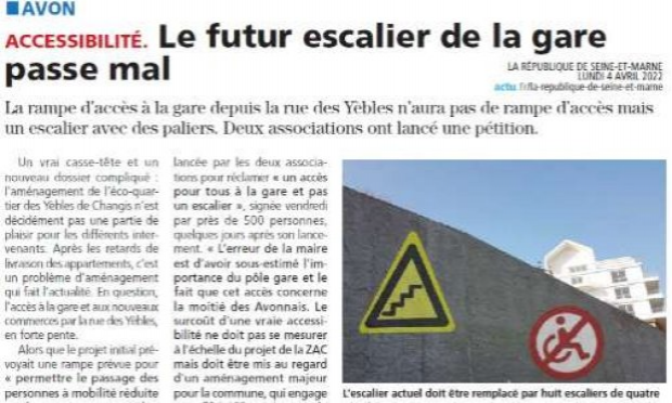 Petition : Un accès pour tous à la gare d'Avon-Fontainebleau : pas un escalier !
