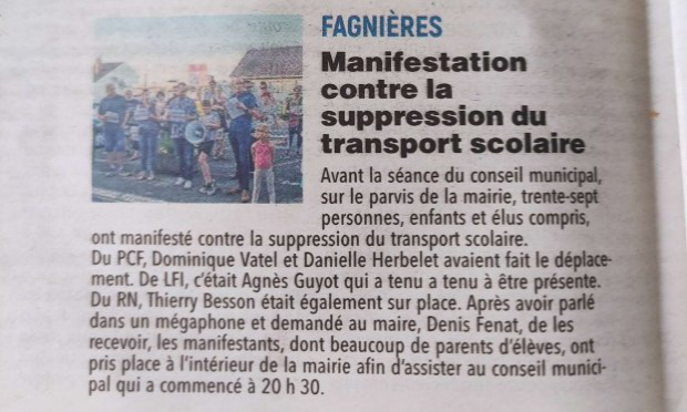 Petition : NON à la suppression des transports scolaires à Fagnières !