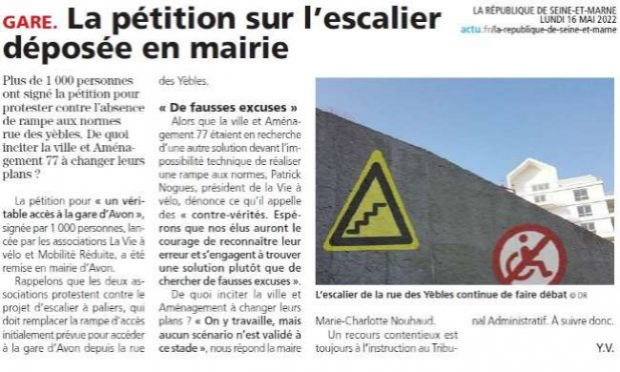 Petition : Un accès pour tous à la gare d'Avon-Fontainebleau : pas un escalier !