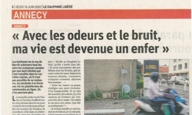 Petition : Dark Kitchen en zone résidentielle à Annecy: une hérésie! La délocalisation est la solution!