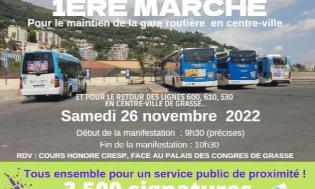 Petition : Non au transfert de la gare routière de Grasse du centre-ville à la gare SNCF !