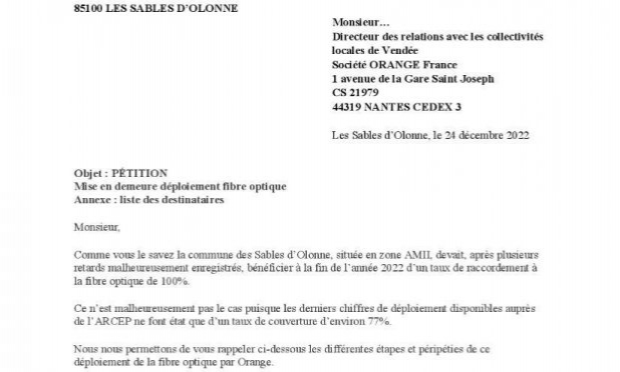 Petition : Exigeons la fin rapide du déploiement de la fibre optique aux Sables d'Olonne et à la Roche-sur-Yon !