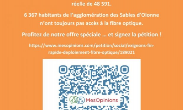 Petition : Exigeons la fin rapide du déploiement de la fibre optique aux Sables d'Olonne et à la Roche-sur-Yon !