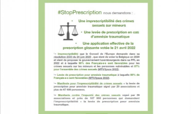 Petition : Pour une imprescriptibilité des crimes sexuels