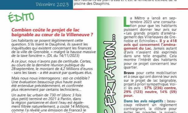 Petition : Non au projet de transformation du lac de la Villeneuve prévu par les élus de Grenoble !