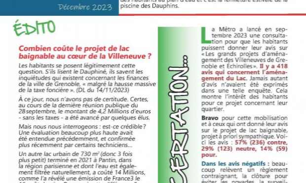 Petition : Non au projet de transformation du lac de la Villeneuve prévu par les élus de Grenoble !