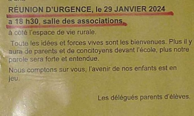 Petition : Non à la fermeture d'une classe maternelle à St Gervais d'Auvergne