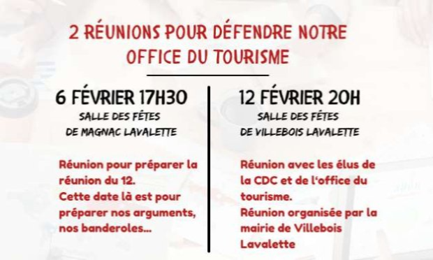 Petition : Non à la fermeture de l'office de tourisme de Villebois Lavalette !