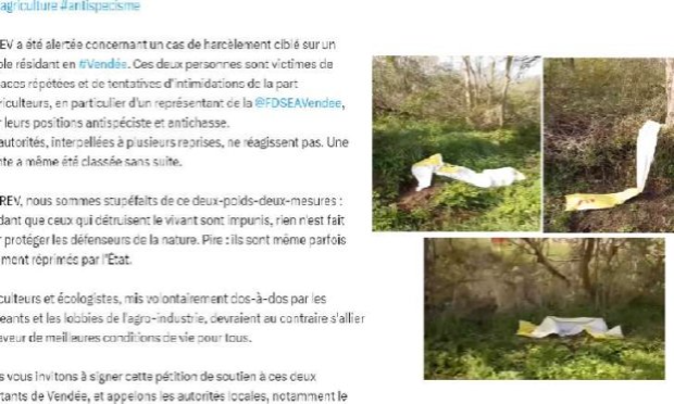 Petition : Lettre ouverte de soutien aux végan et opposants à la chasse victimes de harcèlement en Vendée !