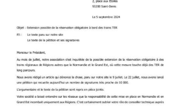 Petition : Non à l'avionisation des TER ! (La réservation obligatoire)