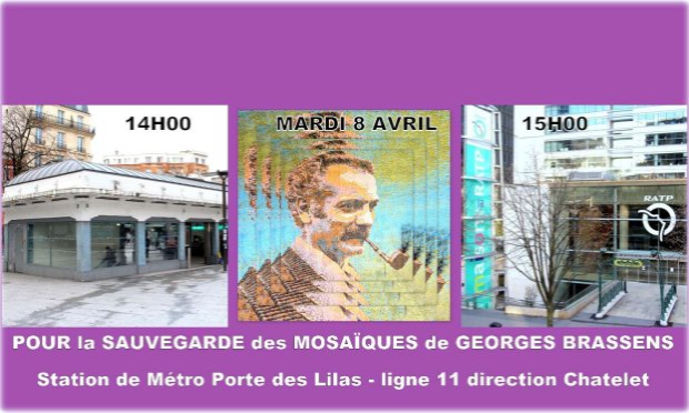Petition : Sauver les 3 mosaïques de Georges BRASSENS, à la station Porte des Lilas