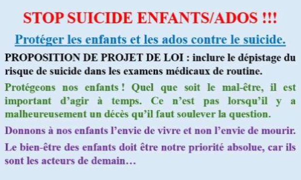 Petition : Stop aux suicides des enfants et adolescents !