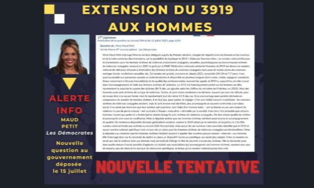 Petition : Pétition pour l'extension du 3919 aux hommes victimes de violences !