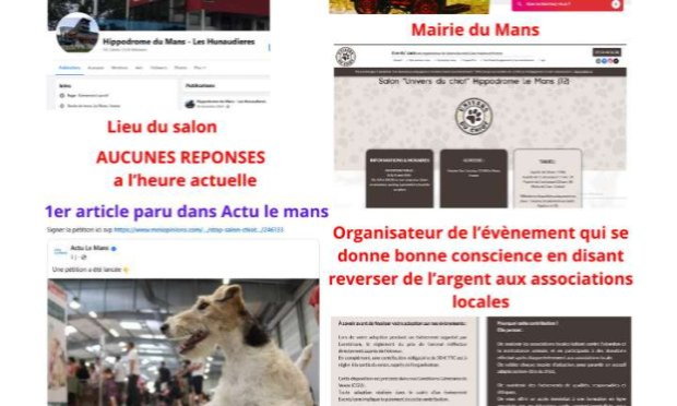 Petition : STOP au salon du chiot et du chien au MANS 30 31 août 2025