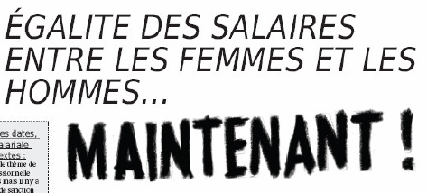 Egalité des salaires entre les femmes et les hommes... Maintenant ! 