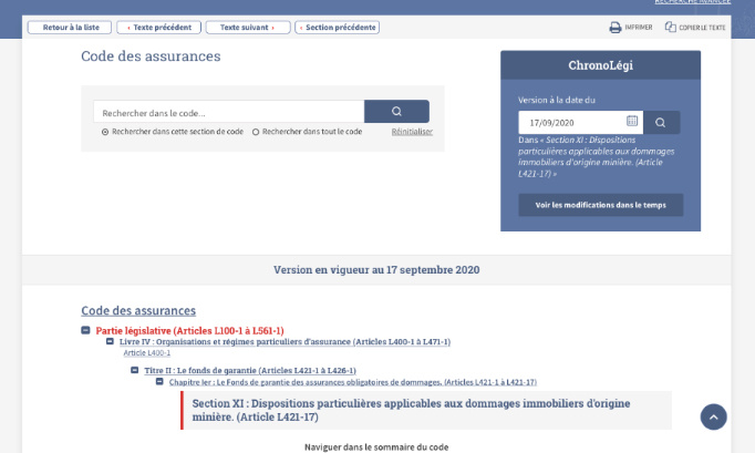 Pour le retour à l'ancienne version de Legifrance