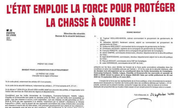 Non au recours à la violence contre les opposants à la chasse à courre