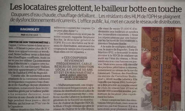 STOP ! Marre d'avoir froid dans nos logements ? OPH de Bagnolet, rendez-nous notre chauffage !