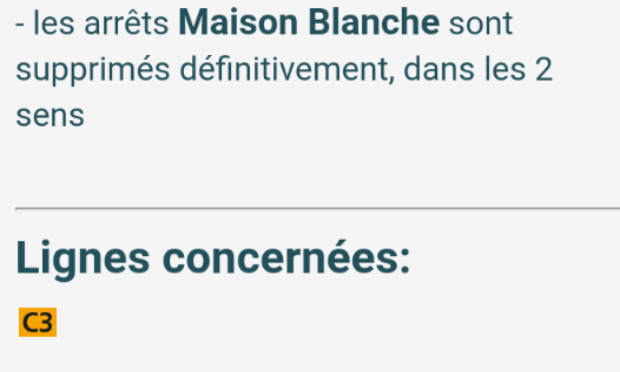 Non à la suppression définitive de l'arrêt Maison Blanche, situé sur la ligne de Chronobus C3 !