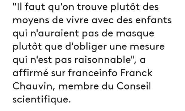 Non au port du masque obligatoire pour nos enfants dès l'âge de 6 ans