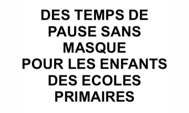 Des temps de pause sans masque pour les enfants des écoles primaires