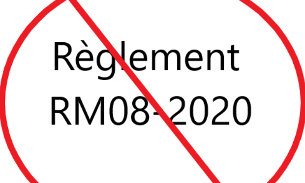 Blocage du règlement RM08-2020