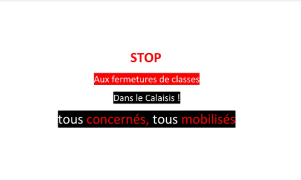 STOP aux fermetures de classes dans le Calaisis