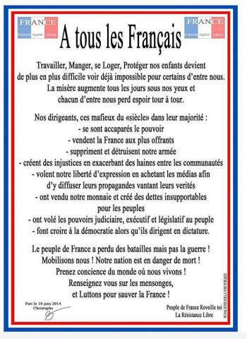 Nous réclamons la démission de M. le Président de la République Française