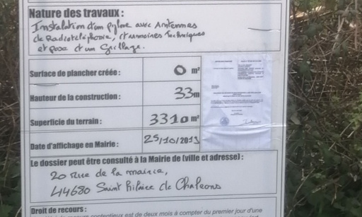 CONTRE L'INSTALLATION D'UNE ANTENNE RELAIS 4 G À SAINT HILAIRE DE CHALÉONS