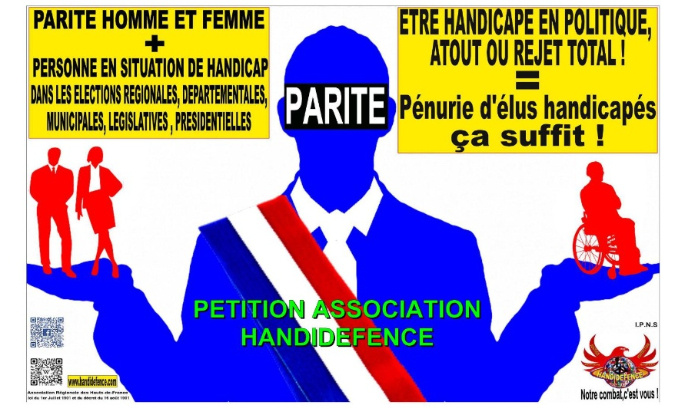 Pour la parité homme/femme, mise en œuvre pour le handicap ! Pénurie d'élus handicapés, ça suffit !