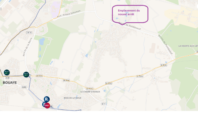 Bouaye : pour un nouvel arrêt tan afin de desservir l'intersection de la route de Bouguenais et la route de Paimboeuf