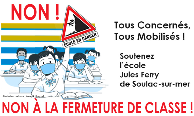 Non à la fermeture de classe à l’école Jules Ferry de Soulac-sur-mer !