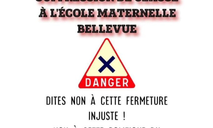 Non à la fermeture de classe à Bellevue