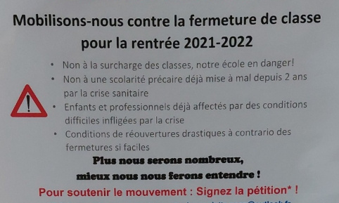 NON à la fermeture de classe à l'école BROSSOLETTE pour la rentrée 2021-2022