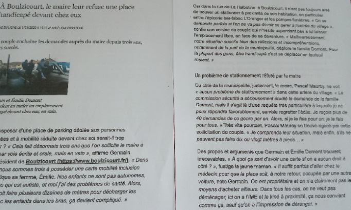 Place de stationnement handicapés