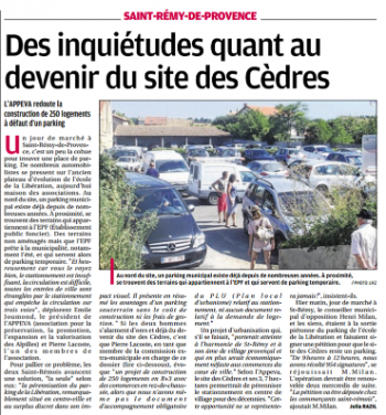 Pour le maintien du parking de la Libération ( site des cèdres)