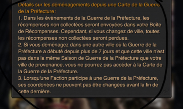 Participation autorisée pour les nouveaux joueurs arrivant dans l’une des villes de la GW.