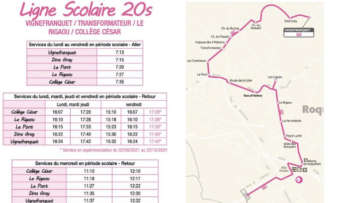 Rétablissement de l'horaire 8H30 de la ligne scolaire 20S