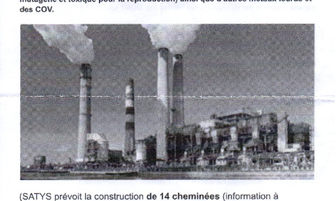 contre l'implantation de l'usine satys